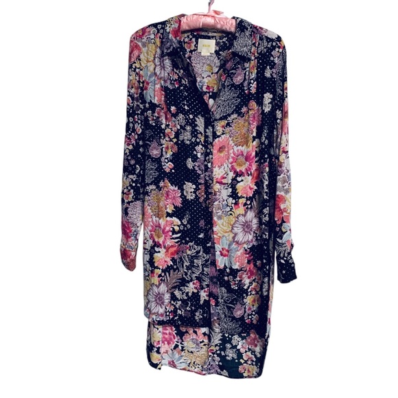 ANTHROPOLOGIE MAEVE AUTUMNAL FLORAL BUTTON-UP LONG SLEEVE TUNIC SHIRT - Picture 2 of 16